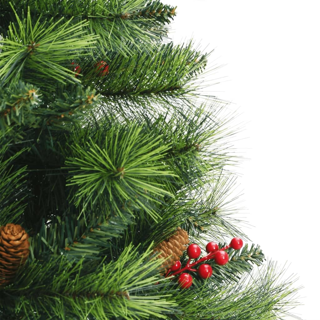 Künstlicher Weihnachtsbaum Klappbar mit Zapfen und Beeren 150 cm PVC Tannenbaum mit Metallständer für Wohnzimmer Flur Büro Advent Weihnachtsdeko Festtagsdeko