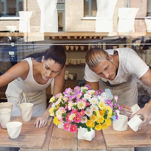 Miniatura 8 de 12 paquetes de flores artificiales falsas para decoración al aire libre tela de plástico sintético resistente a los rayos UV arbustos plantas flores