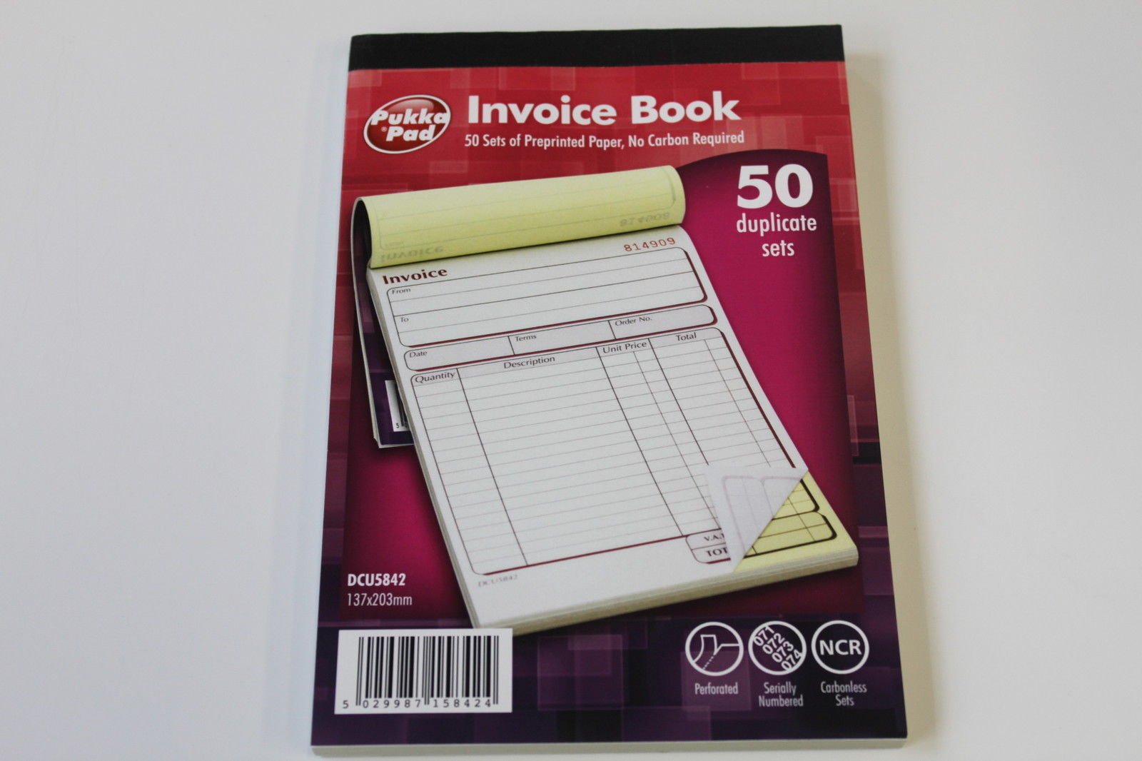 2 x Pukka Pads NCR Duplicate Invoice Books (DCU5842). 50 CARBONLESS Sets (137 x 203mm).