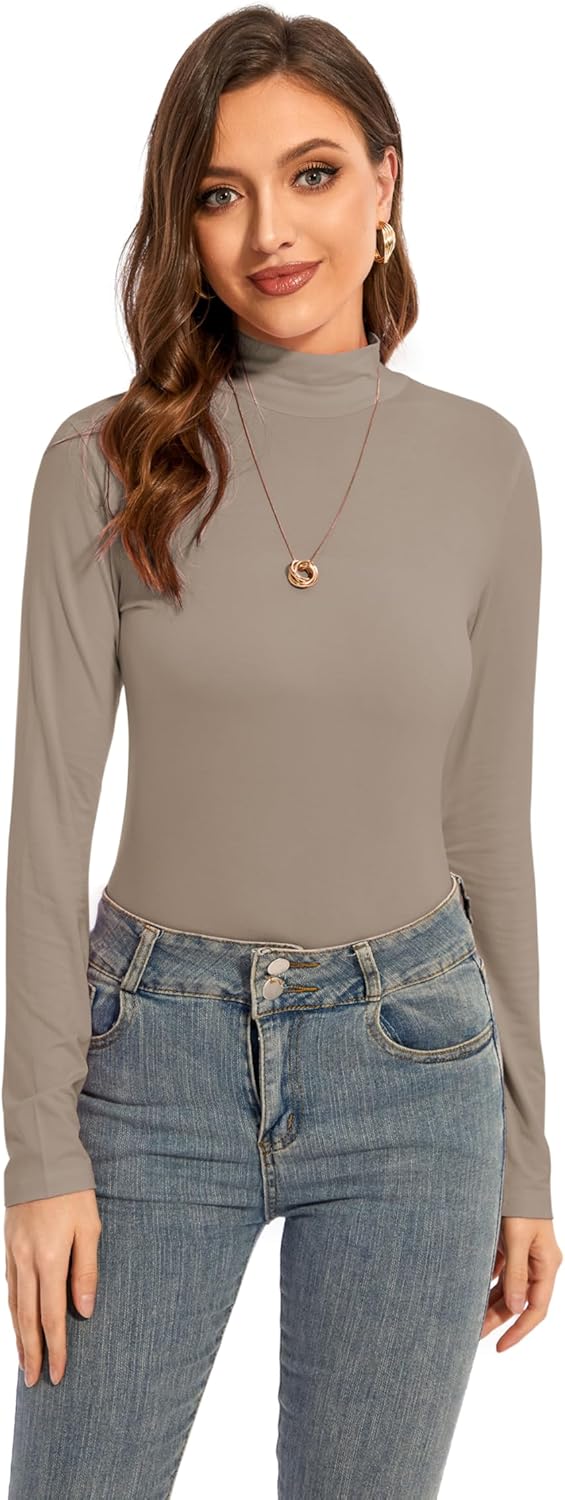 Womens Long Sleeve Mock Turtleneck Base Layer Slim Fit Underscrub Shirt - Image 3