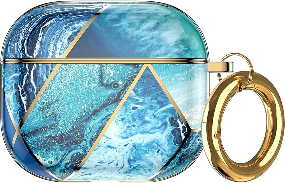 SaharaCase Marble Case Series Case and Kit for Apple AirPods 3 (2021 3rd Generation) [Rugged] Full Body Protection Antislip Grip Slim with Keychain