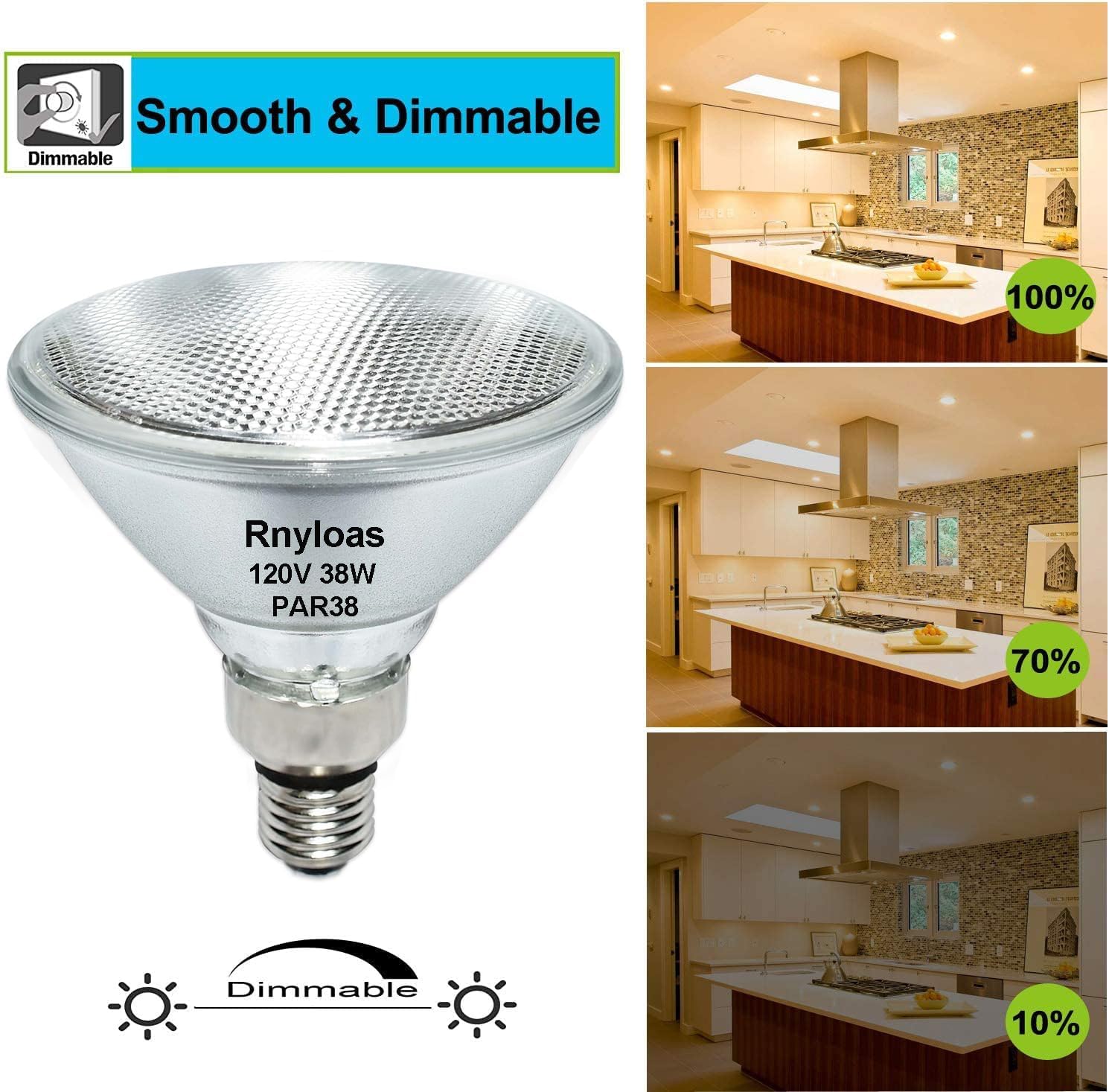 PAR38 Halogen Flood Light Bulbs Dimmable, 38W 120V Par38 Flood Lights Long Lifespan 4PCS, 2800K Warm White Par 38 Light Bulbs High Output 400LM, E26 Base Indoor Outdoor Bulb for Track Lights