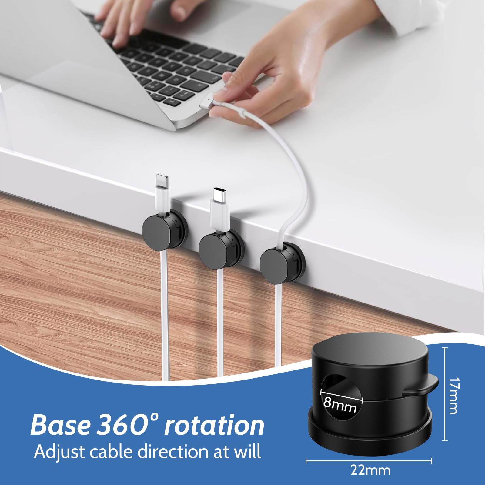 Rotatable Clips Cable Tidy Clips, 6 Pack 360 Rotatable Magnetic Cable Management ...