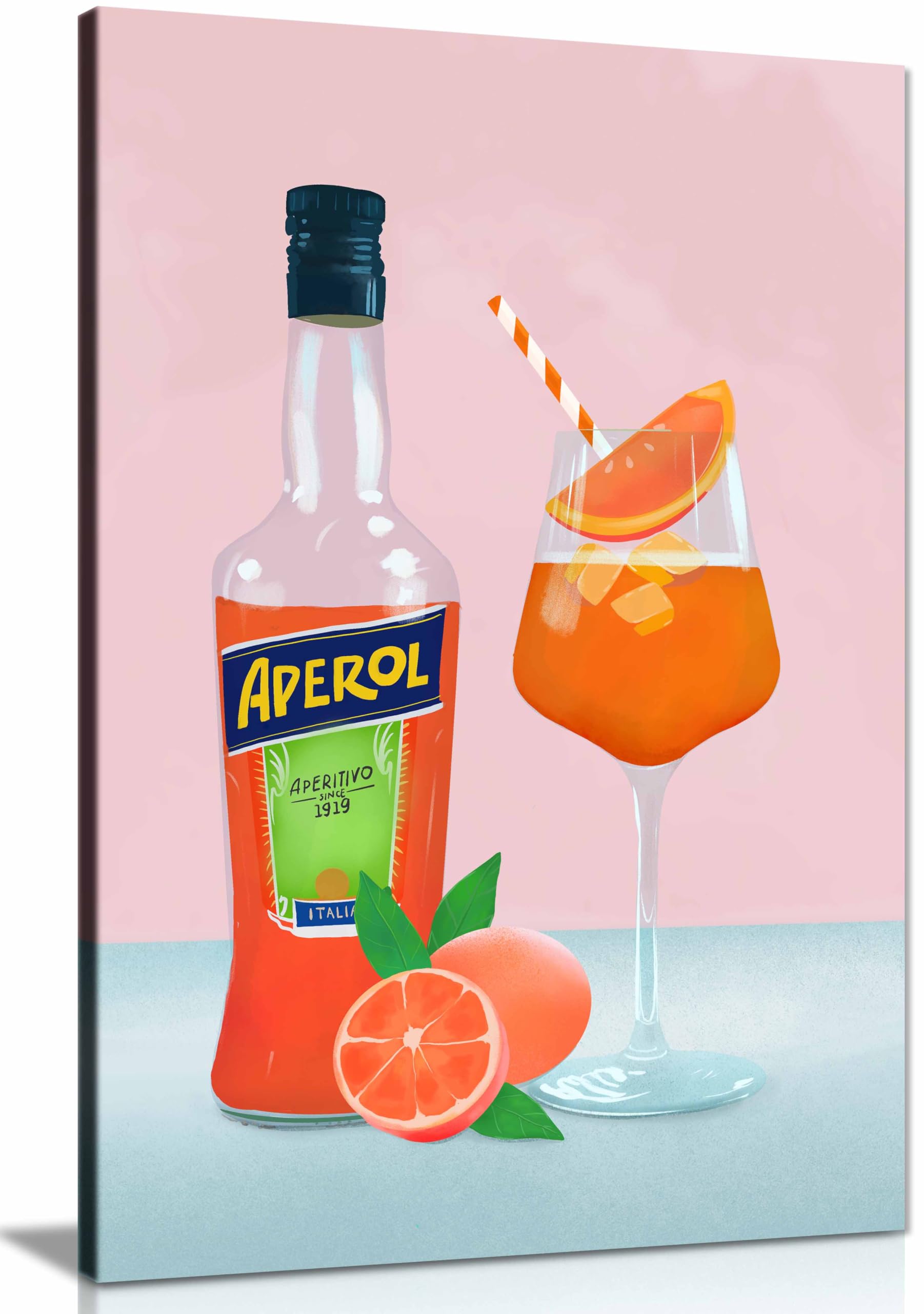 Aperol Spritz Framed Canvas Print, Pictures for Home Walls, Bedroom, Living Room & Bathroom Decor 61x41cm (24x16in)