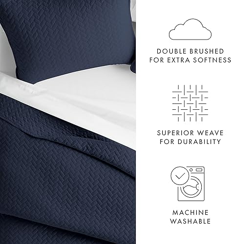 Miniatura 4 de Linen Market Juego de ropa de cama de 2 piezas, color azul marino, tamaño individual, una colcha ligera y edredones lavables a máquina, incluye