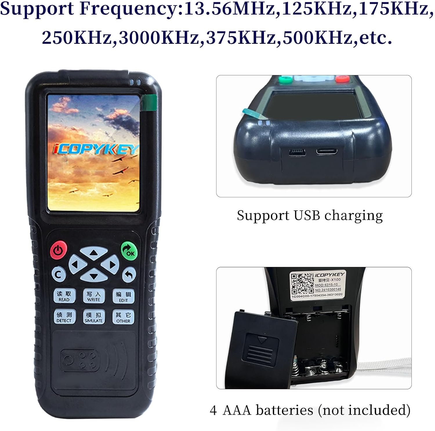 X100 RFID Reader Writer (RFID Copier Multi-Frequency Smart Card Reader ID IC Elevator Card RFID Writer for Access Control System with 125khz T5577 Key Fobs/Cards and 13.56mhz IC Key Tags)