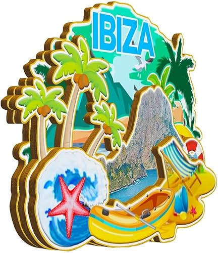 Miniatura 2 de Imán de madera para nevera Ibiza España España Monumentos 3D Viajes Coleccionables Recuerdos Decoración Hecho a Mano -2452
