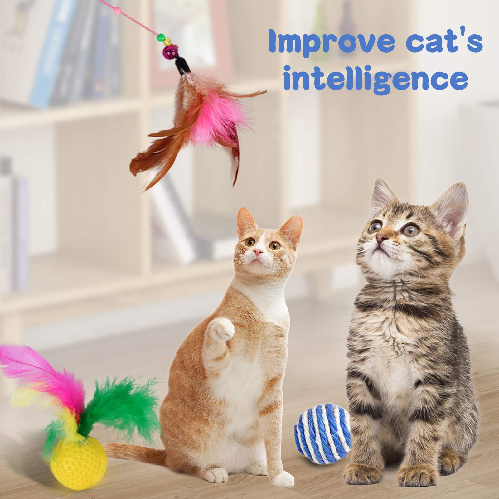 27PCS Juguetes para Paquete de Variedad para Gatitos, Set di Juguetes para Gatos Interactivo Ratón,Ratóns y Bolas Varias para Gatos Juguetes para Gatos con Plumas túnel