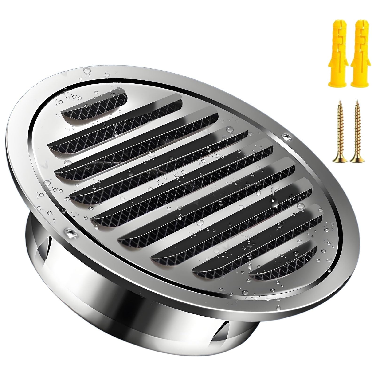 AMZBNEIDI Extractor Vent Cover Grille, Round Stainless Steel Air Vent Grille 50-300mm With Mesh(200mm)