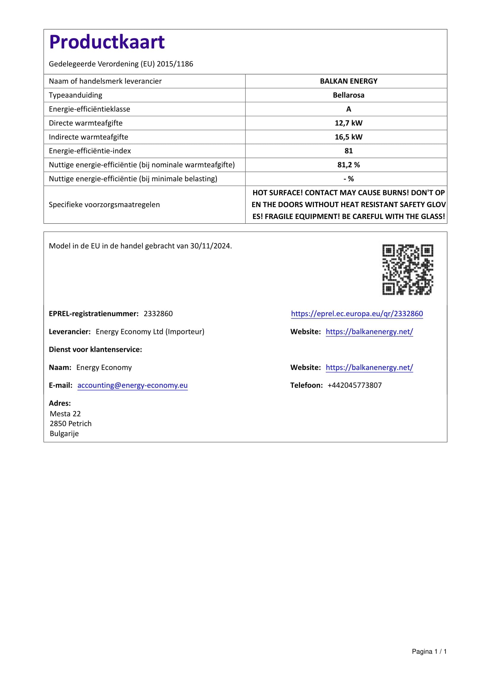 Termostufa a Legna BALKAN ENERGY Bellarosa 29.16-34.10kW