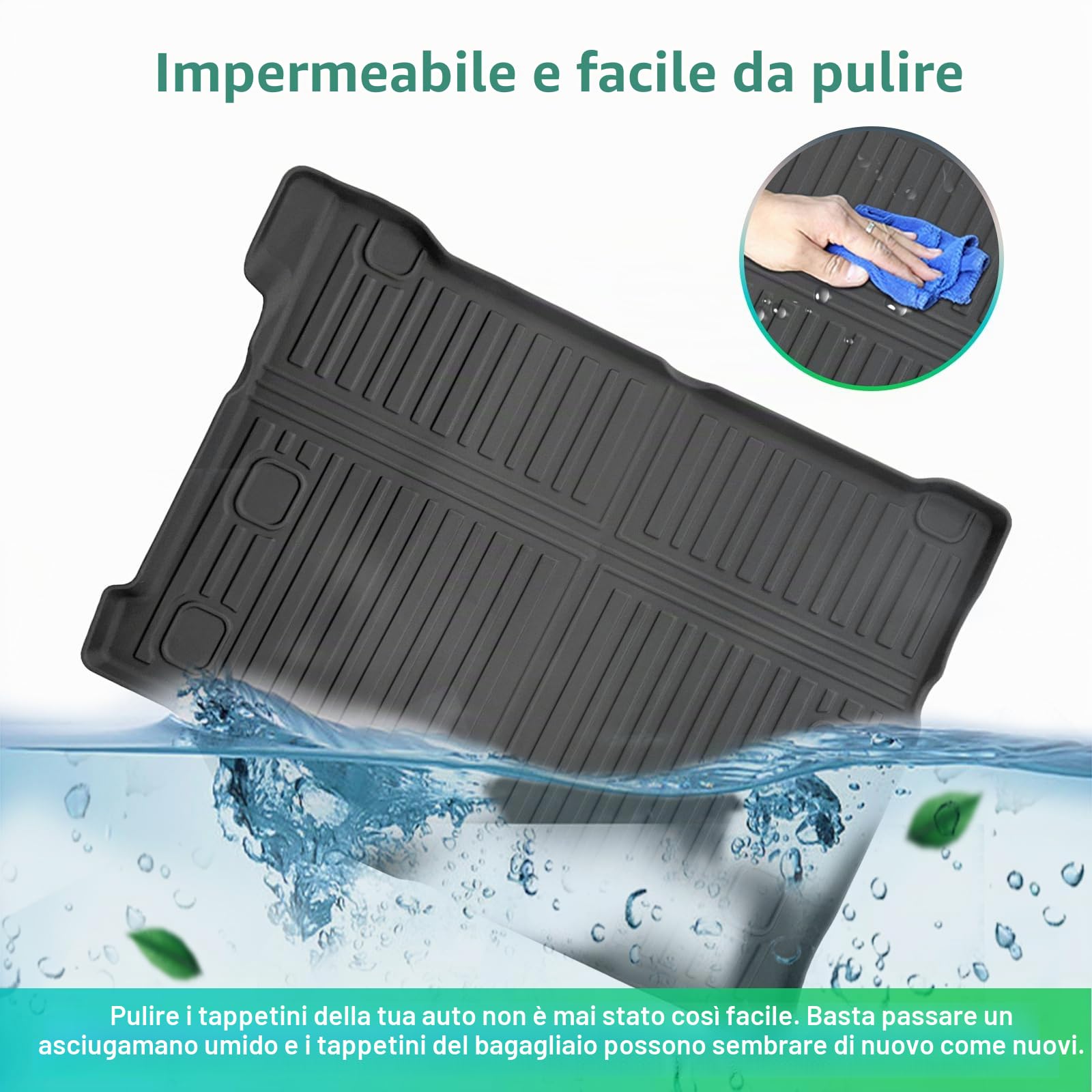 GAFAT J eep Wrangler JL 4XE Plug-in Hybrid 2021-2024 2025 Tappetino per Bagagliaio, Facile da Piegare, Wrangler 4xe 2023 Tappetini TPE Tutte le Stagioni, Scan Originale 3D Bordo Alto, Multifunzione