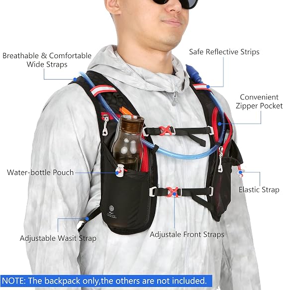 Lixada Lightweight Hydration Backpack 5L Running Backpack Hydration Backpack Waterproof and Breathable Large Capacity Outdoor Riding Backpack Lightweight for Running