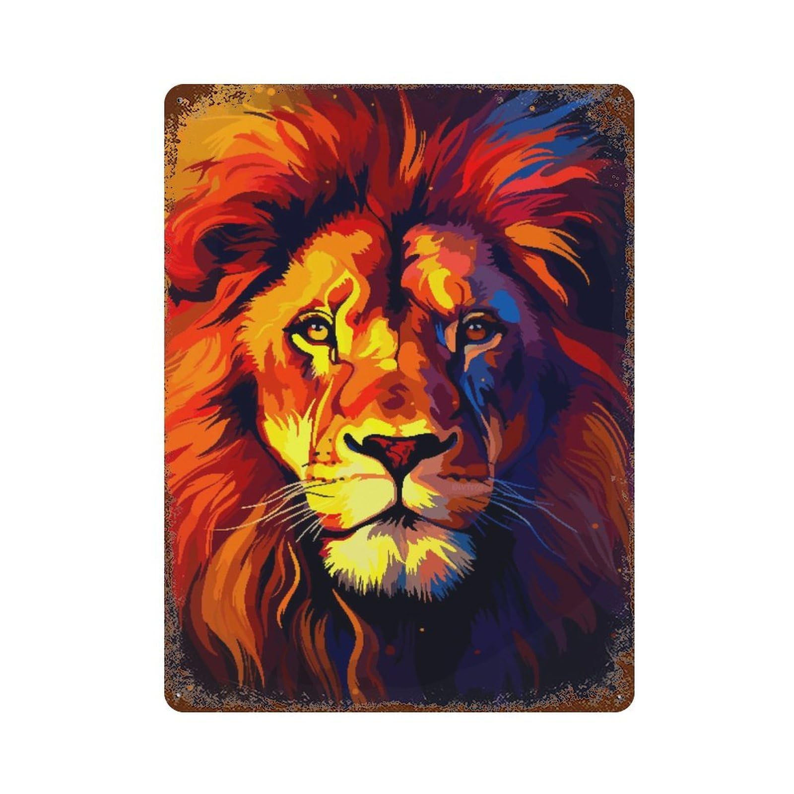 Powerful Lion Pixel Art Rusty Metal Tin Sign 15.7"x11.8", Classic Wall Plaque for Pub, Kitchen And Man Cave Decor
