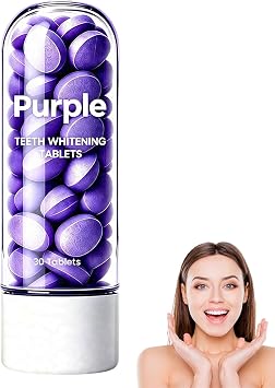 Purple Teeth Whitening Tablets, 2026 New Professional Teeth Restoration Tablets, Alcohol & Peroxide Free, Fresh Mint Flavor, Color Correcting, Alcohol Free Gentle Oral Care 1 Pack