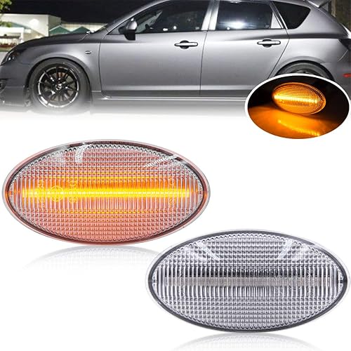 Lámparas de marcador lateral ámbar LED de lente transparente para 2011-2013 M-azda2, 2004-2011 M-azda3, 2006-2010 M-azda5,2000-06 M-azda MPV