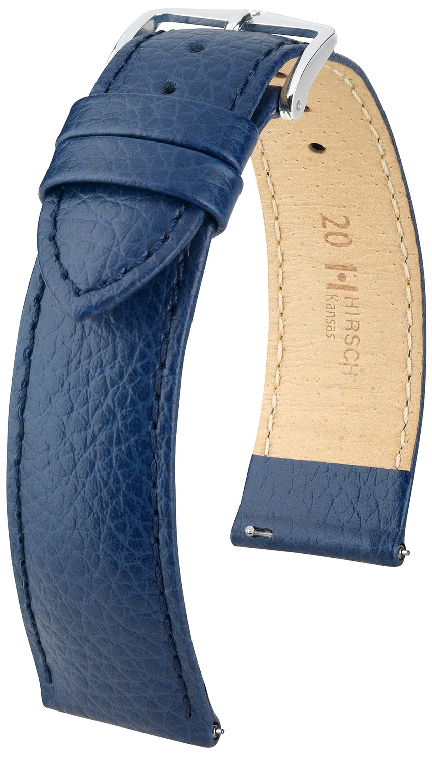 HIRSCH Cinturino Kansas M - vera pelle di vitello - stampa a bufalo - uomo/donna - blu - 16 m