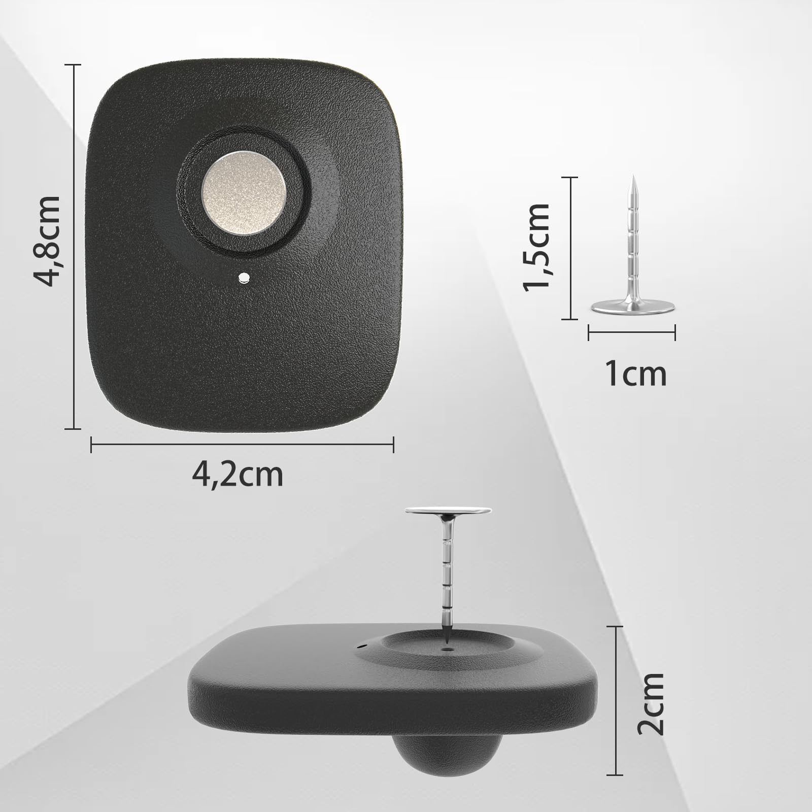 Étiquettes Antivol pour Vêtements, Étiquettes Rigides pour Magasin, Compatibles RF 8,2 MHz Antivol Vetement Aimanté pour Vêtements, Chaussures et Sacs (1,6 × 1,8 pouce) (100)