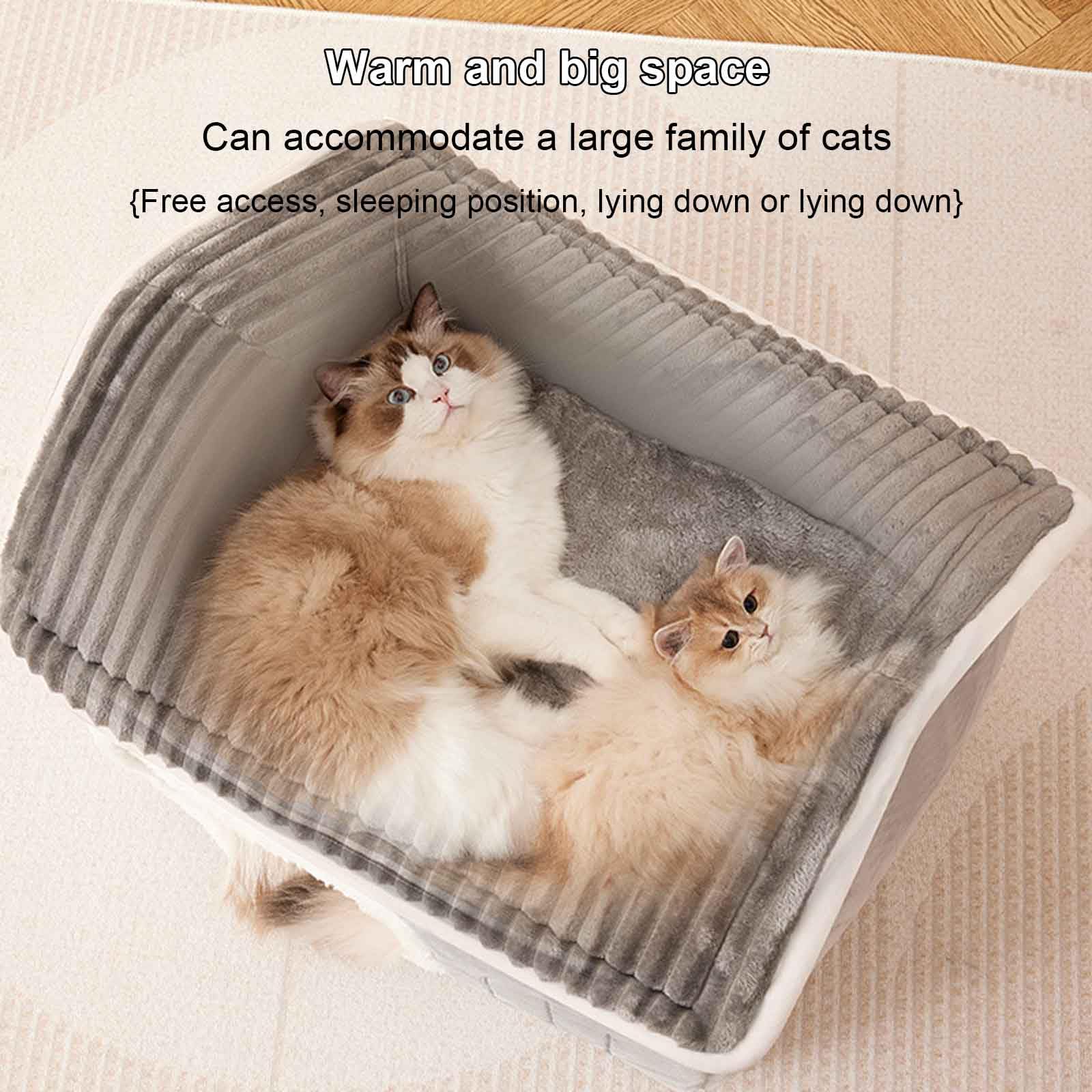 Casetta per Gatti, Letto per Gatti, Cuccia Gatto Chiusa con Cuscino Imbottito Rimovibile E Lavabile, Cuccia per Cani con Base Antiscivolo, per Cani E Gatti,Grigio,M