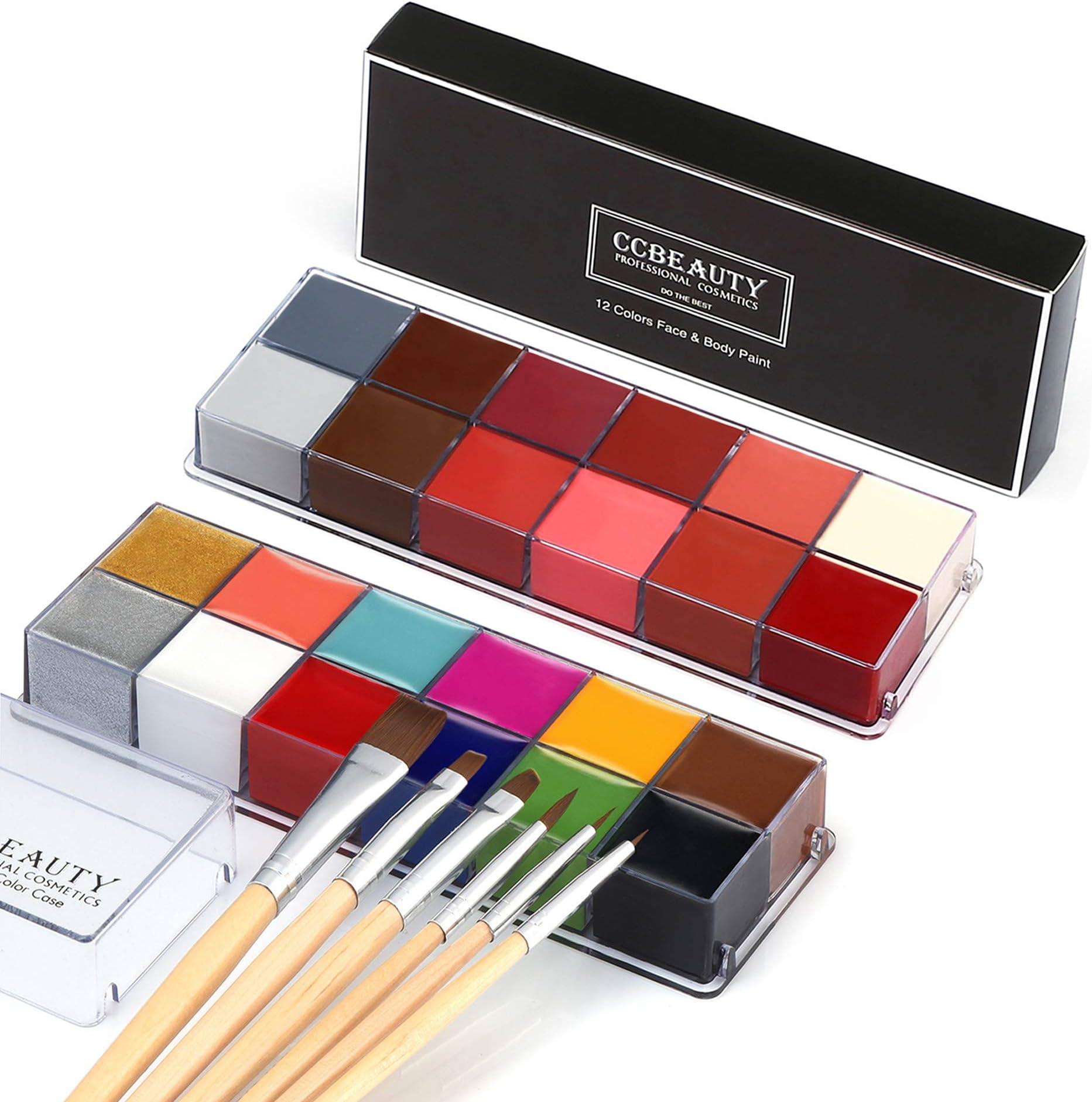 CCBeauty Professional Face Paint Oil 24 Colors Body Painting Art Party Fancy Make Up + Brushes Set#3