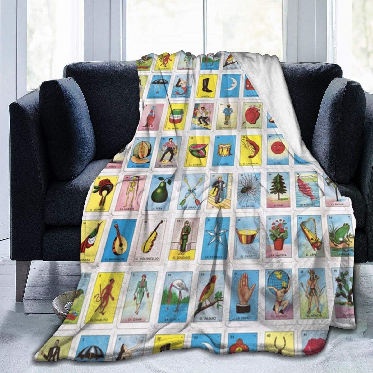 Colorful Mexican Loteria Blanket Flannel Fleece Blanket