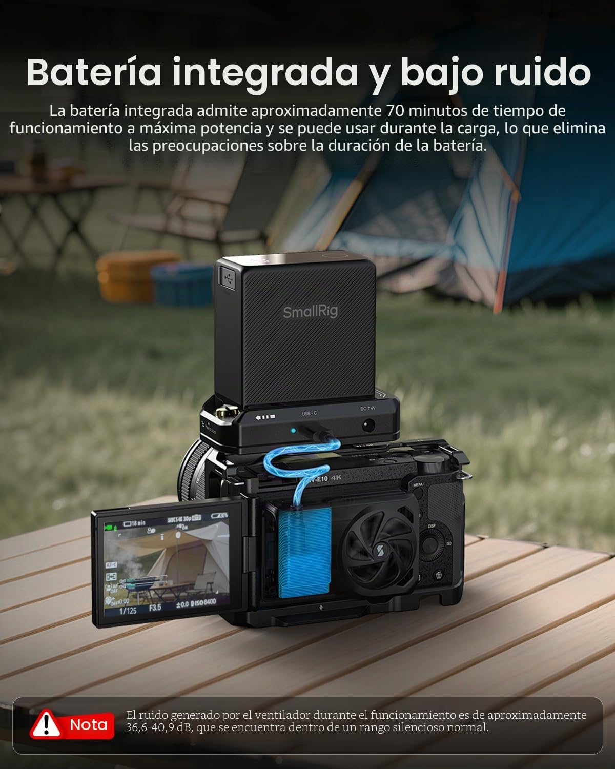 Ventilador de Enfriamiento TEC SmallRig Integrado con Batería, Sistema de Enfriamiento Externo para Cámara con Módulo de Enfriamiento TEC, para Sony A7 IV/A7S III/A7C II/A6700/ ZV-E10 / ZV-E10 II/FX3