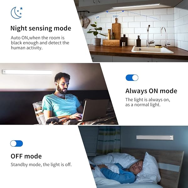 OUILA Luce Armadio LED, Armadio Led con Sensore di Movimento, 41CM Magnetica Ricaricabile Luce Led Sottopensile Dimmerabile Lampada per Cucina Scale Soggiorno Bagno Camere da Letto - 2