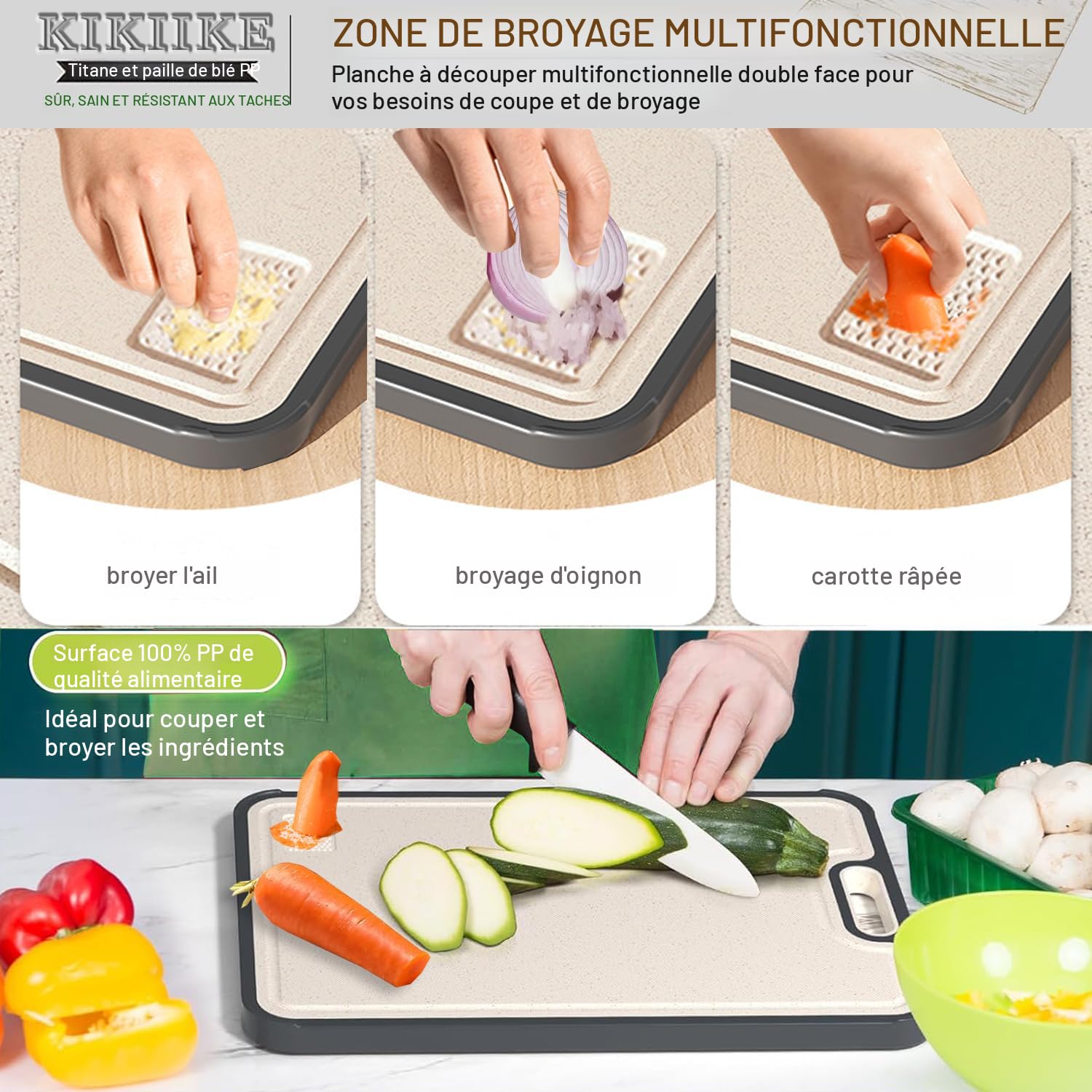Planche à Découper Titane 2 Pièces - Planche Double Face Inox Alimentaire, Hygiénique Et Durable Pour Cuisine