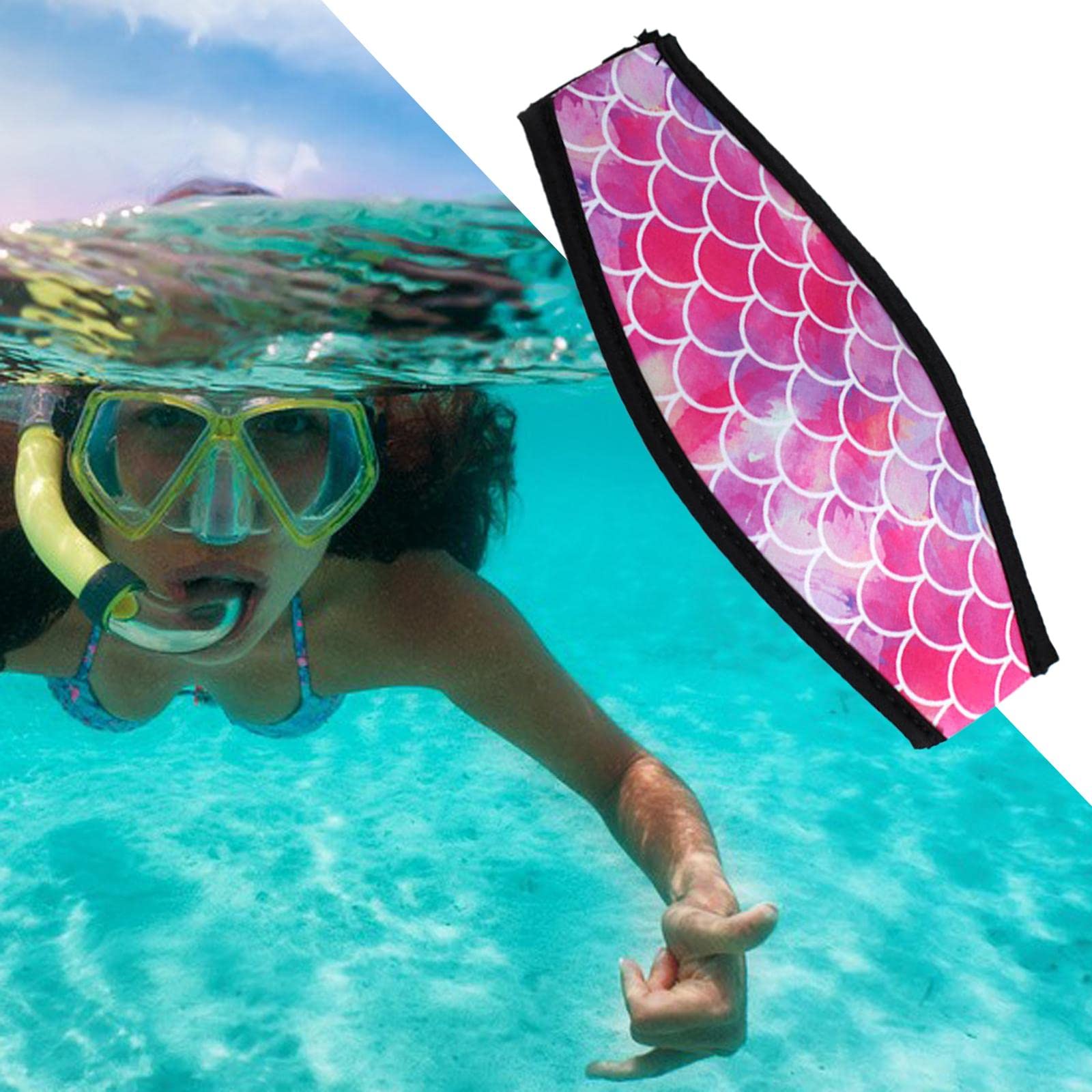 F Fityle per Immersioni Subacquee in Neoprene per Immersione E Snorkeling Proteggi Cinghie per Maschera a Fascia per Capelli Lunghi, Motivo a conchiglia rosa
