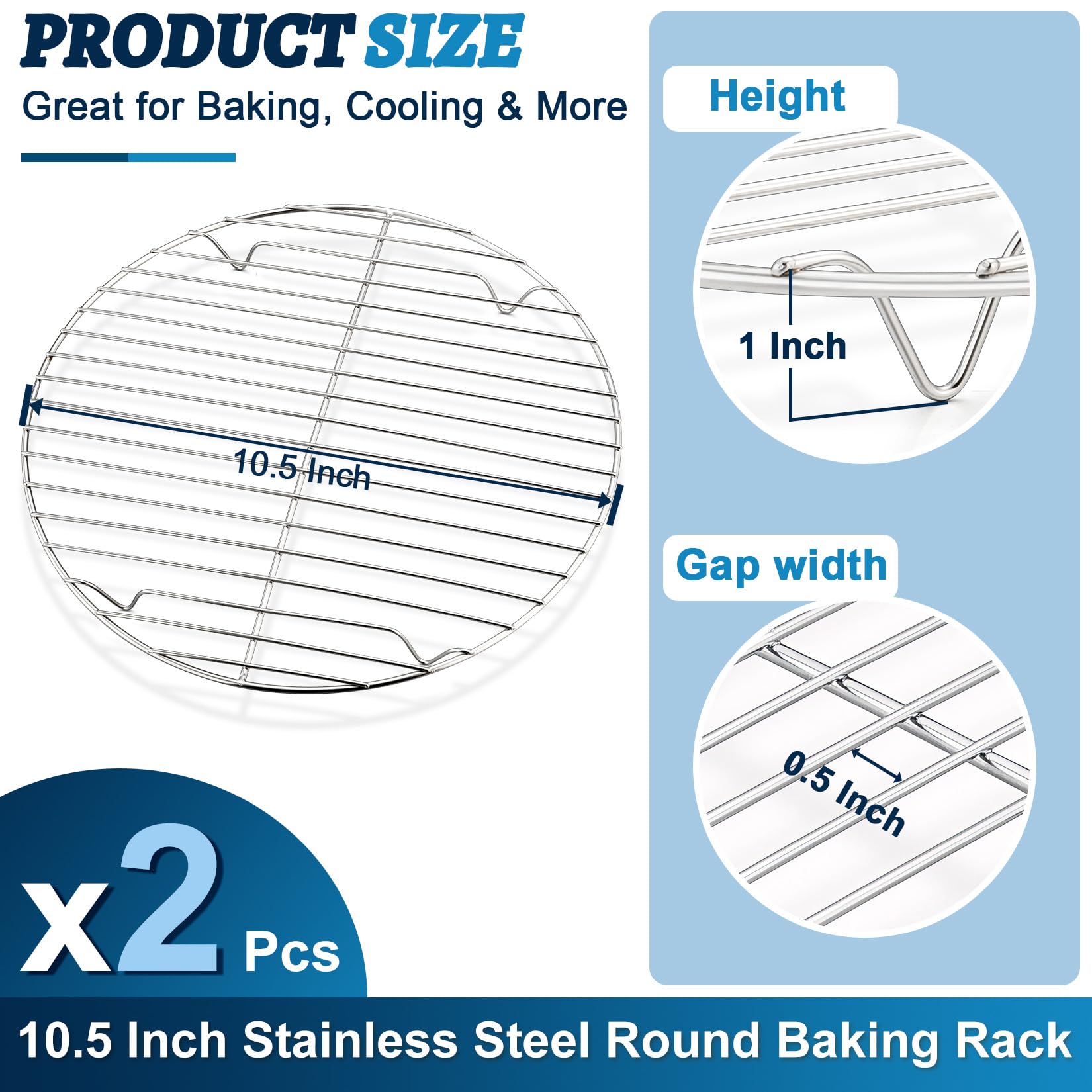 P&P CHEF Estante redondo de 71 cm para cocinar al vapor y secar apto para freidora de aire olla a presión instantánea de olla hecho de acero inoxidable paquete de 2 apto para horno y lavavajillas