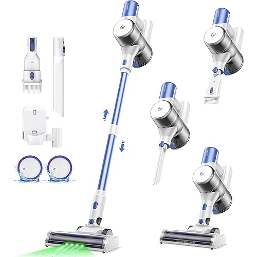 Ultenic U10 Ultra Cordless Stick Vacuum Cleaner, 450W Motor, 30KPa Suction, Max 40mins Runtime, Anti-Tangle Brush, 1L Dustbin Capacity, Stick Vacuum for Home, Pet Hair, Hardwood Floors, and Carpets