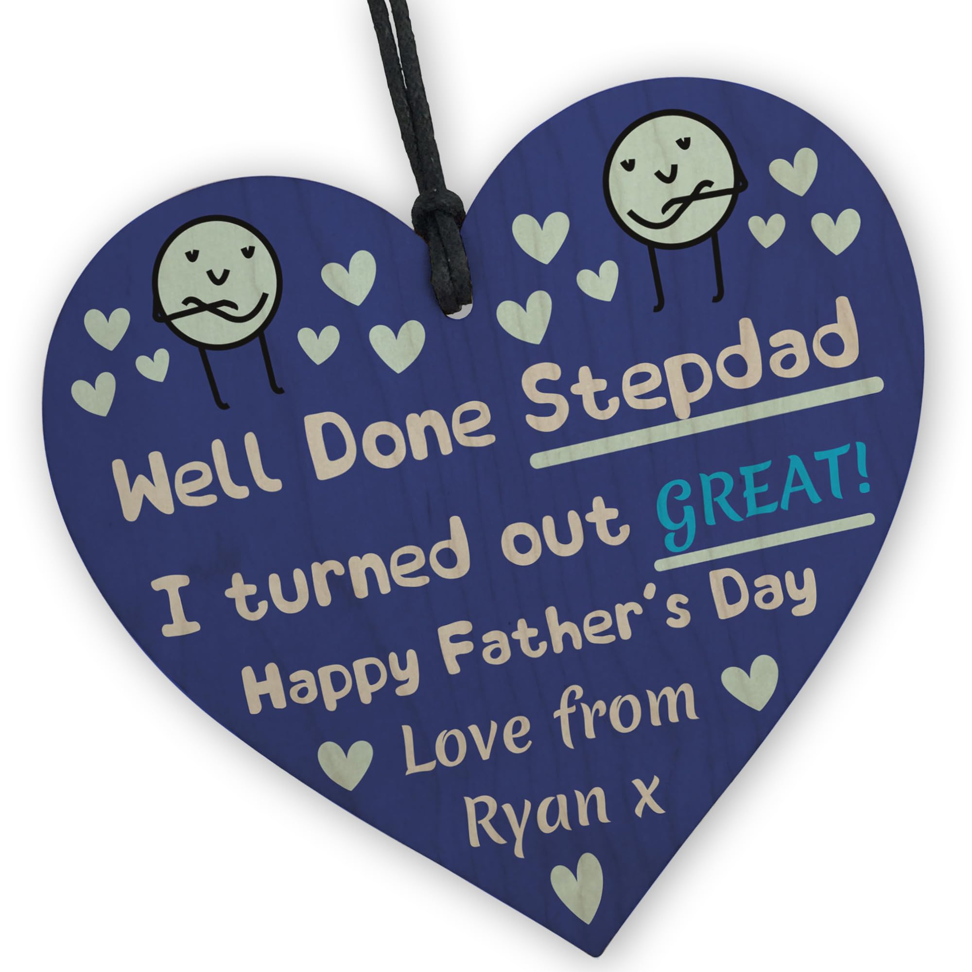 Red Ocean Funny Fathers Day Gift For Stepdad I Turned Out Great Humour Joke Stepdad Gift From Daughter Son Personalised Wood Heart Novelty Gift For Stepdad Funny Gift For Him