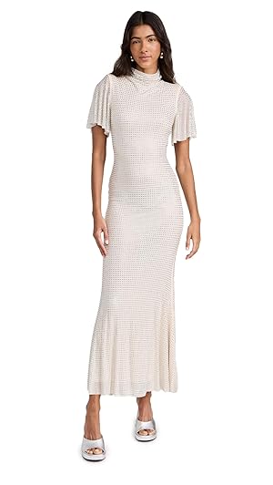 Amazon.com: Self Portrait Women's Cream Rhinestone Mesh Maxi Dress, Cream,  White, Off White, 10 : Clothing, Shoes & Jewelry