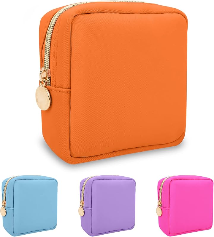 Necessaire de maquiagem mini izuzta em nylon, laranja, com zíper