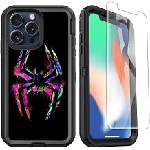 Compatible for iPhone 15 Pro Max Case with Screen Protector, Spider Cool Case for Boys Men Black Full Body Heavy Duty Shockproof Protective Case 6.1IN