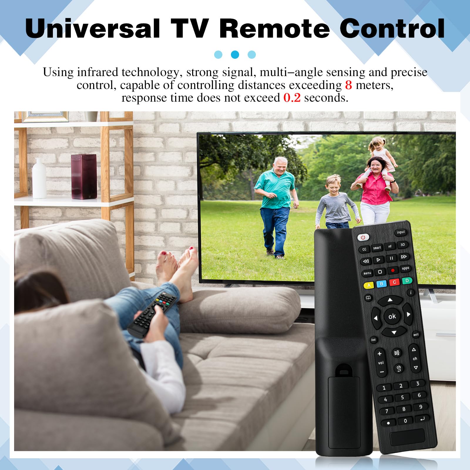 Paquete de 100 controles remotos universales de repuesto compatibles con todos los televisores inteligentes, LED, LCD, HDTV, serie 3D, para motel, hotel, hogar de ancianos (regular)