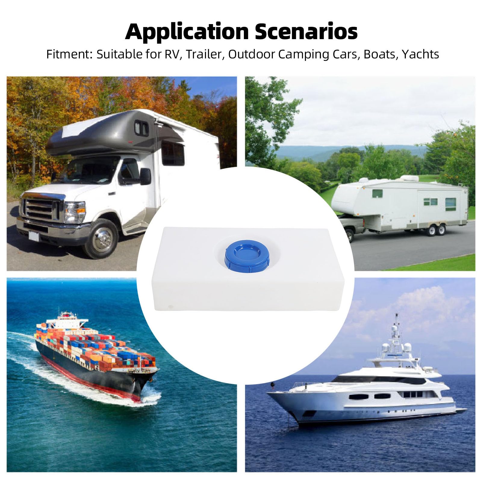 Luocute 8 Gallonen RV -Wassertank, Ideal für Wohnmobile, Anhänger, Boote, Hergestellt aus LLDPE, Stoßdicht, Durchlaufsicher, Tragbar, für Saubere Trinkwasserlager und -Transport mit
