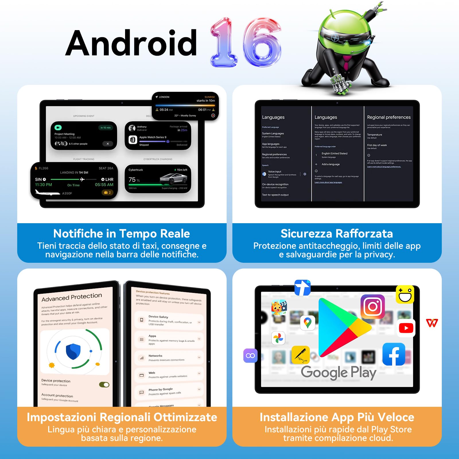 Zenva T90 Android 16 Tablet con Tastiera - Tablet 11 Pollici, 1920x1200 FHD+, 24 GB RAM+128 GB ROM/ 2 TB TF, Octa-Core, 8000 mAh, 13 MP+5 MP, Widevine L1, Face ID, Tablet in Offerta (4 Anni Garanzia)