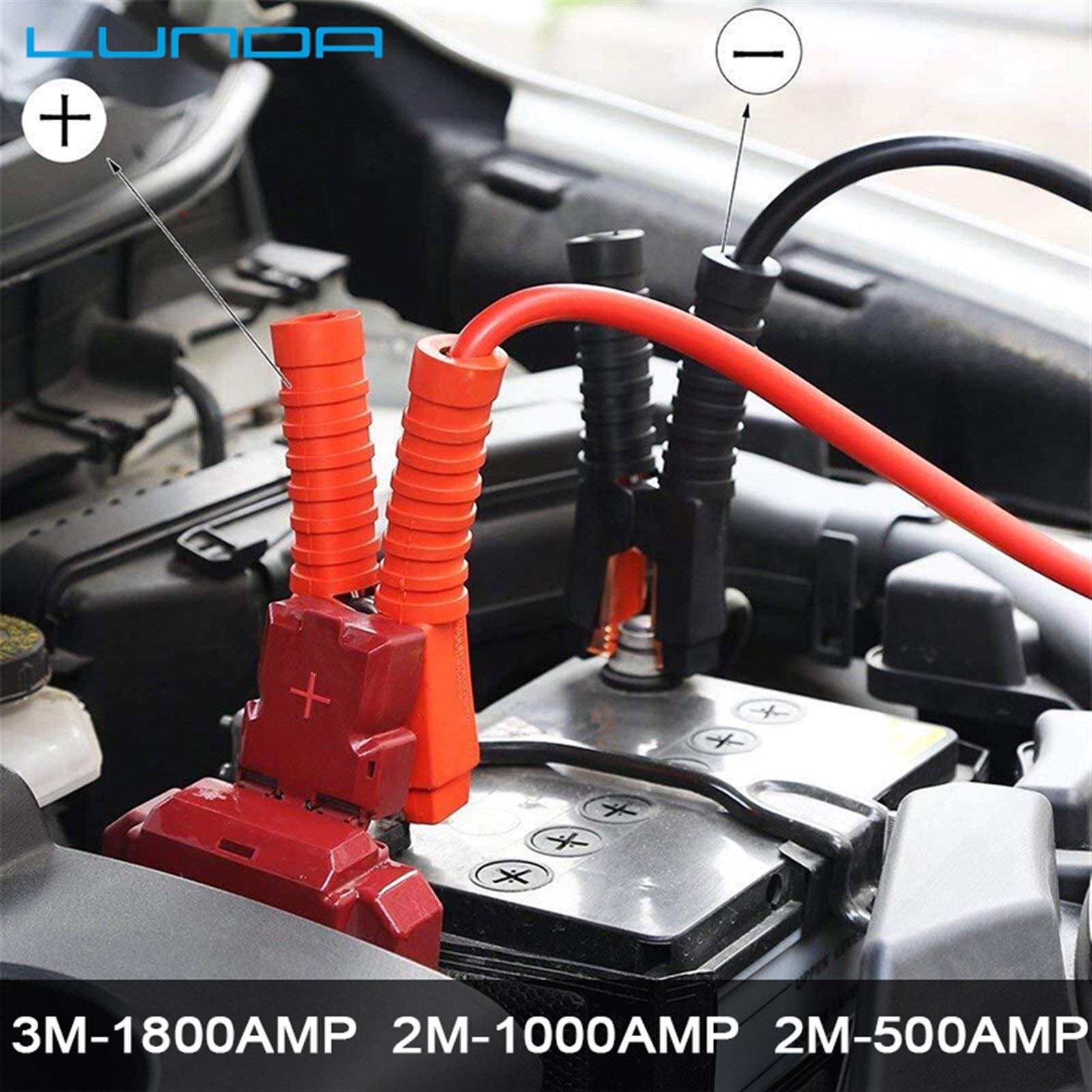 Cables de batería 1800AMP 500AMP 1000AMP Cable de Refuerzo Terminales de Emergencia Cables de Arranque para automóvil Furgoneta Camión (Color : 200CM 500AMP) (200cm 1000amp)