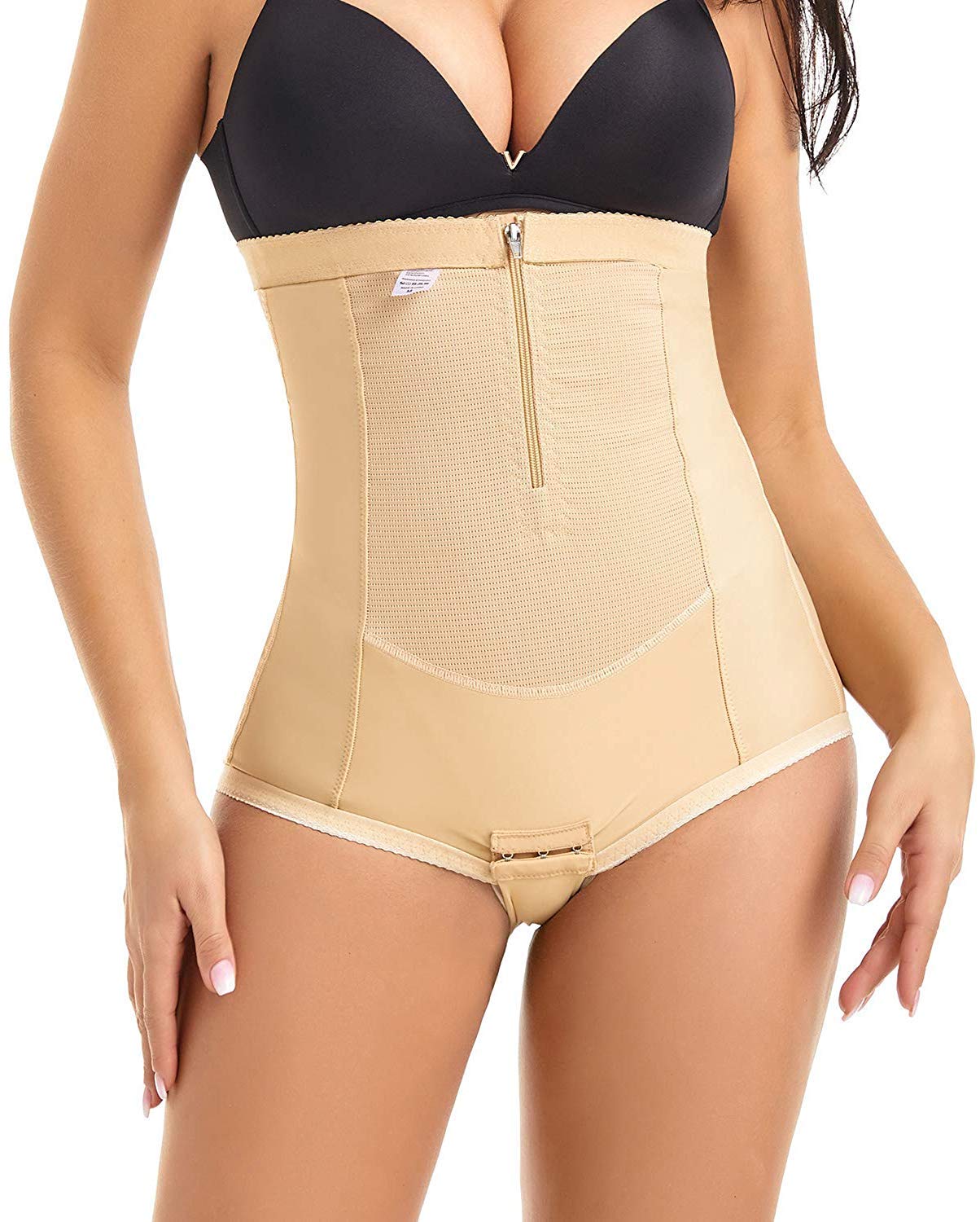 MOVWIN Postpartum Belly Wrap C Section Panties Belly Band Abdominal Compression Corset Girdle Shorts with Zipper
