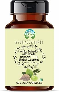 Triphala Extract 500mg - 60 Vegetarian Capsules | Amla, Baheda & Harad Extract | | All Natural | 100% Vegan | Gluten-Free.