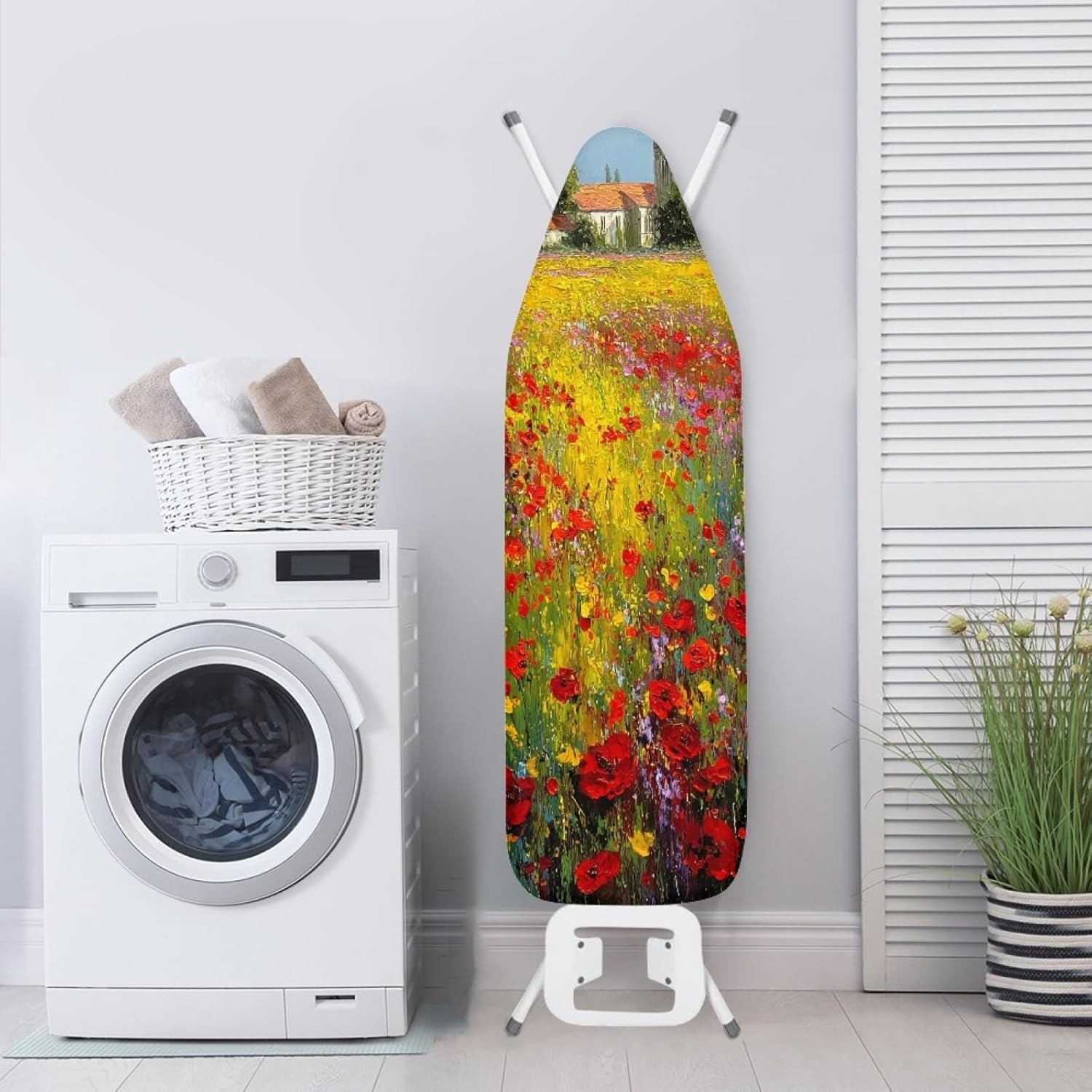 Iron Board Cover with Padding Standard Size Yellow Red Flowers Padded Ironing Board Covers 15x54 Heat Reflective Extra Thick Wide Non Stick Scorch and Stain Resistant Heatproof