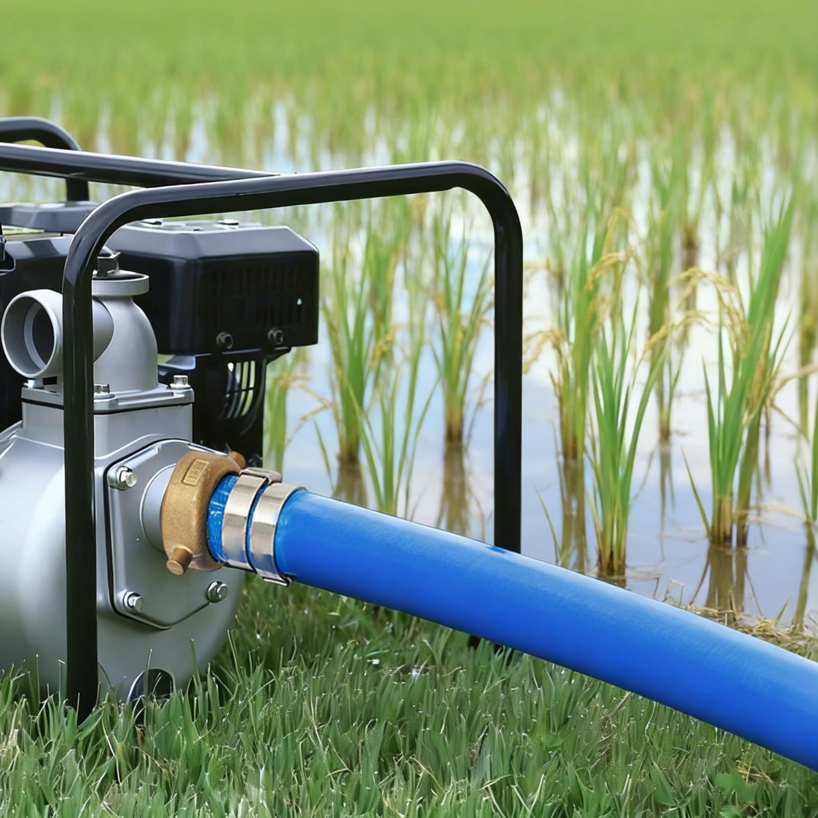Manguera de desagüe de 1,5 x 50 pies, de PVC, para transferencia de agua, para piscinas, industriales agrícolas, de drenaje de agua, color azul