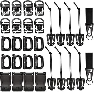 30 Pcs Molle Attachments Kit, Tactical Gear Clip Strap for Backpack, Include D-Ring Dominators Key Ring Holder - Haploon