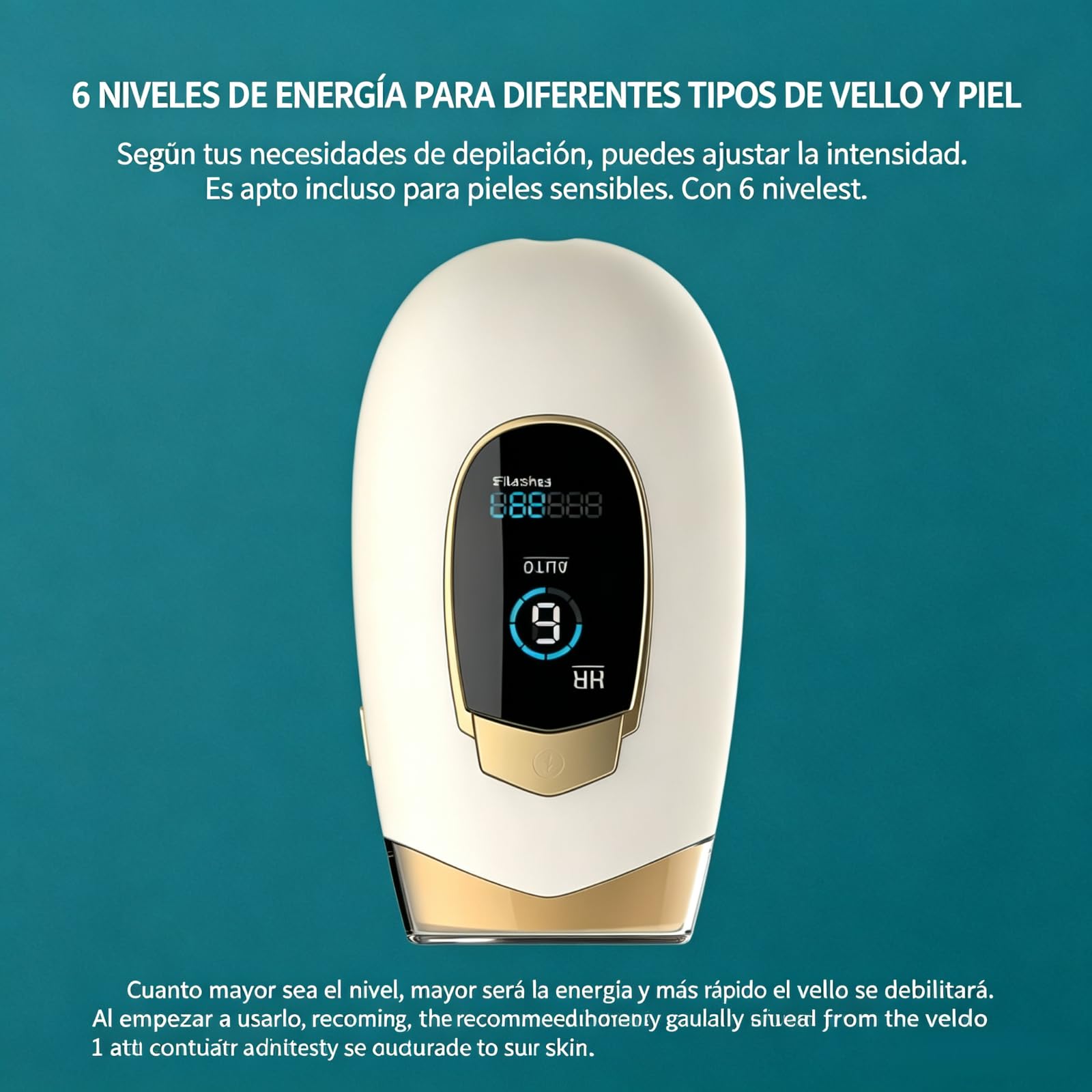 Depiladora IPL con Gafas, Detiene Crecimiento Vello, Piel Suave