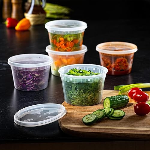 Miniatura 6 de Recipientes de plástico para almacenamiento de alimentos de 16 onzas con tapas, 36 juegos, recipientes aptos para microondas, congelador y