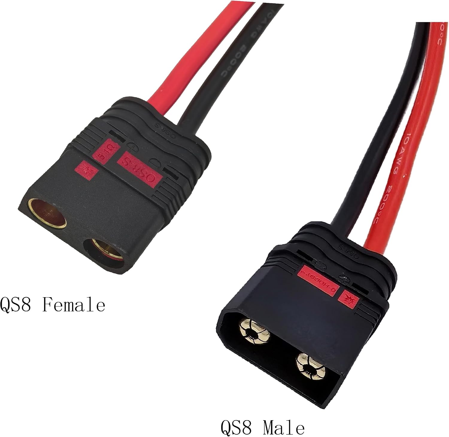 QS8-S Male to QS8-S Anti-Spark Female Extension Cable Silicone for RC Drone Lipo Battery Electric Motorcycle E-Bike Output Cable Anti-Spark Male to Female, 10AWG Silicone, 11.8 inch