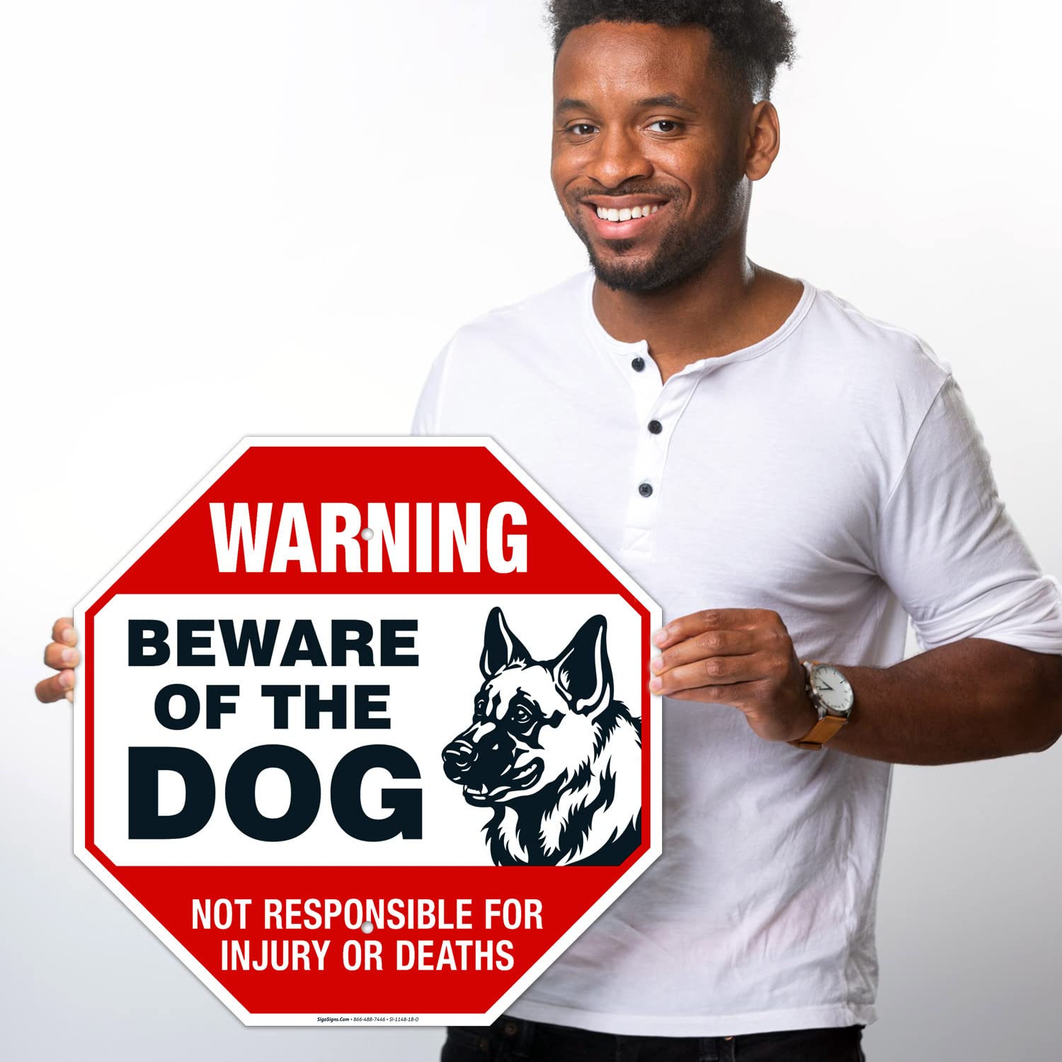 Beware of Dog German Shepherd, Dog Warning Sign, 18x18 Inches, 55 mil Thick HDPS (high Density polystyrene), Made in USA