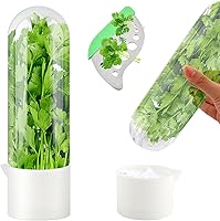 Cramelith Herb Keeper for Fridge + Stainless Steel Herb Stripper - Keeps Cilantro, Mint & Greens Fresh 2-3 Weeks