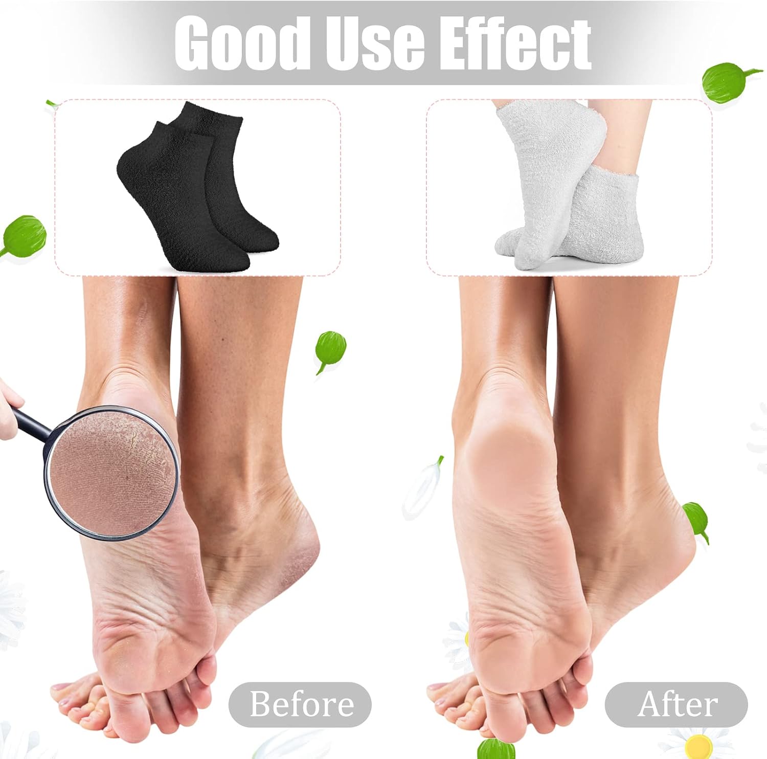 Janmercy 3 Pairs Aloe Socks Moisturizing Sock, Black, Dark Gray, Light Gray image 4