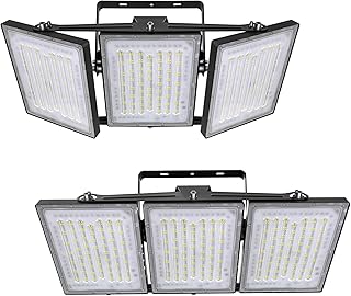 2 Pack LED Flood Lights Outdoor, STASUN 600W 60000lm 6000K Daylight White IP66 Waterproof, Commercial Parking Lot Lights, 3 Heads for Yard Street Stadium Outdoor Area Floodlight Bright Security Lights